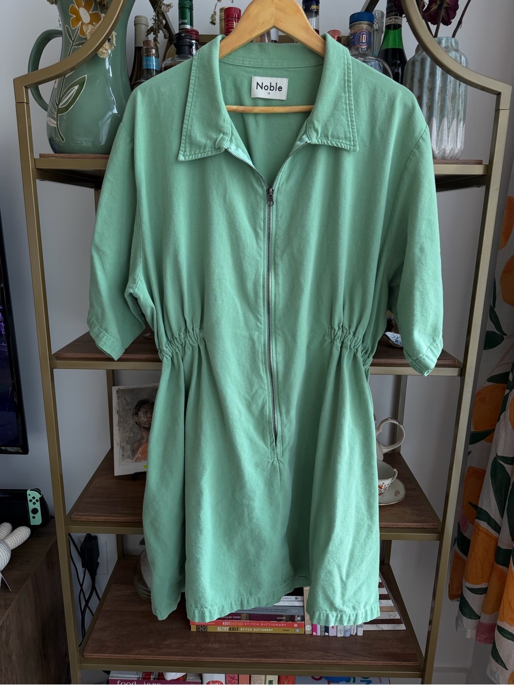 Noble Utility Green Zip-Front Dress